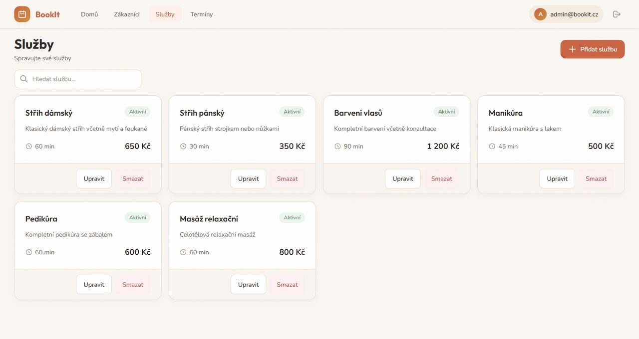 BookIt – přehled rezervací