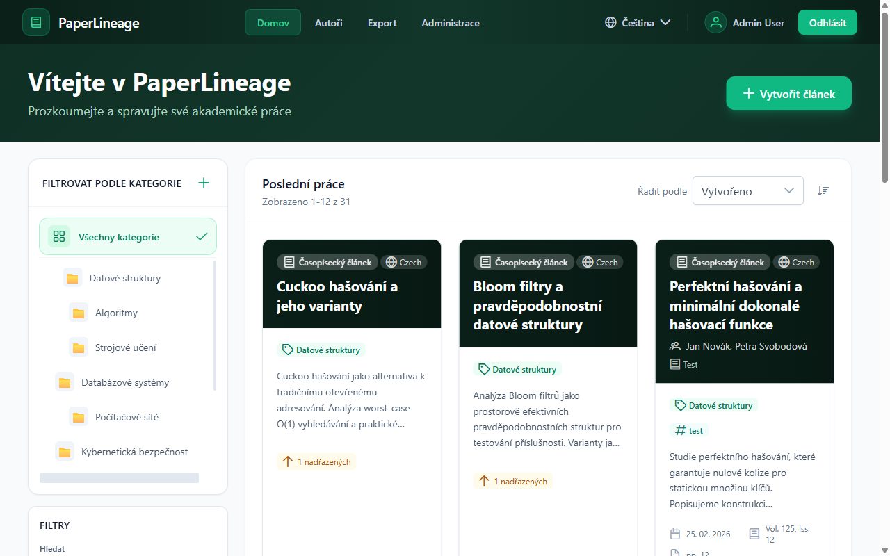 PaperLineage – graf citací
